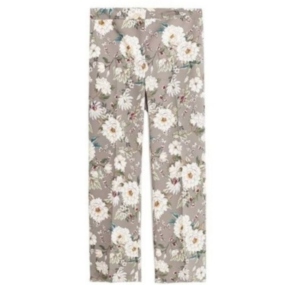 𝅺ZARA basic women’s floral grey print wide leg trousers size small